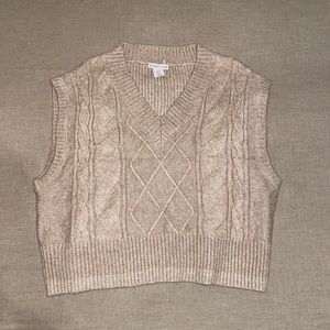 Tan and white speckled sweater vest